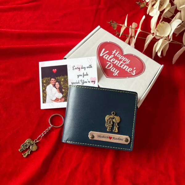 Personalized Mens Wallet with Free photo card - Valentines edition