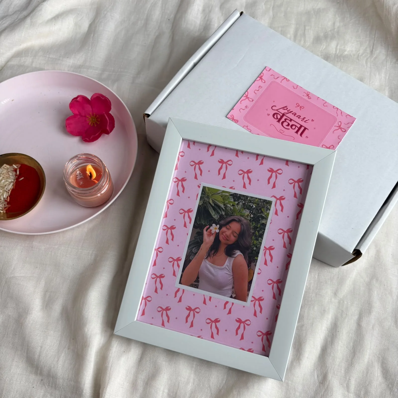 WhatsApp Image 2026-07-27 at 7.59.42 PM (2) Pyaar Behna Combo- Customised bow photo frame and bow clip with card - Image 2