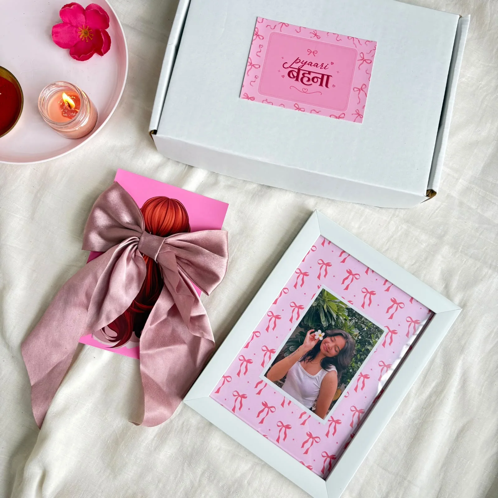 WhatsApp Image 2026-07-27 at 7.59.42 PM Pyaar Behna Combo- Customised bow photo frame and bow clip with card - Image 1